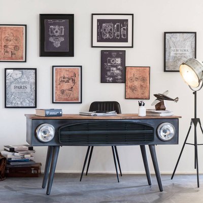 Bureau voiture en métal gris foncé  TATA MADE IN MEUBLES 