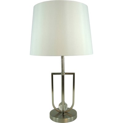 Lampe de table élégante finition argentée et abat jour tissu RECOLLECTION