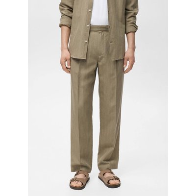 Pantalon lin fines rayures MANGO MAN