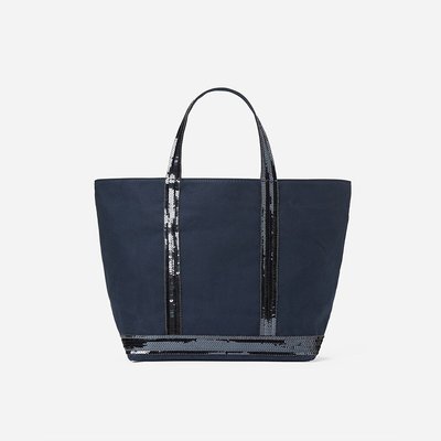 Cotton Canvas Medium Tote Bag with Sequin Trim VANESSA BRUNO