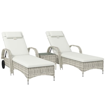 Ensemble de chaises longues en rotin Résine OUTSUNNY