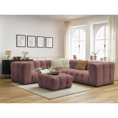 Canapé d'angle fixe 5 places en tissu avec pouf, CLOUD BOBOCHIC