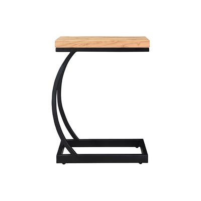 Table d'appoint design rectangulaire en bois massif et métal noir BREAK MILIBOO