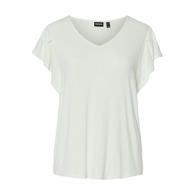 T-shirt com decote em V, mangas curtas PIECES