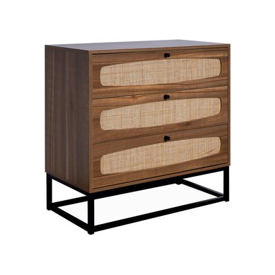 Commode décor bois et cannage 3 tiroirs RETRO SWEEEK