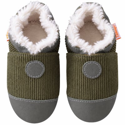 Chaussons cuir souple Uni velours fourrés TICHOUPS