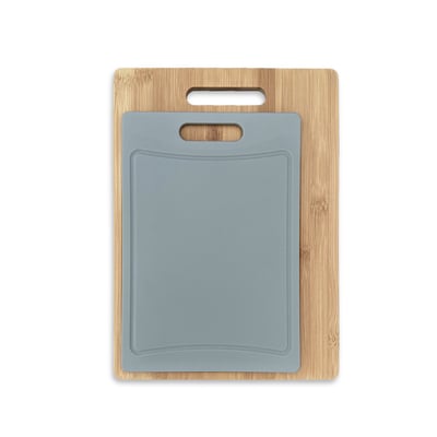 Lot de 2 planches à découper en bois et silicone KITCHEN UTILITY