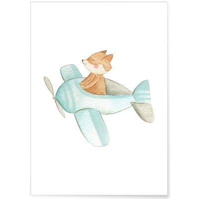 Affiche Enfant Renard Avion L'AFFICHERIE