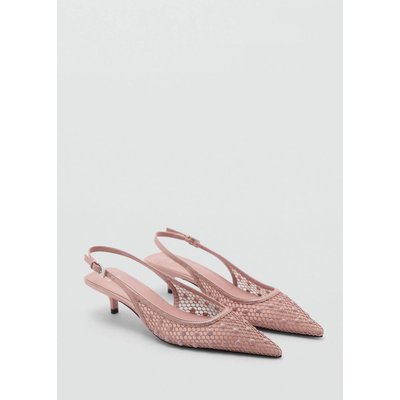 Chaussure à talon en mesh avec boules décoratives MANGO