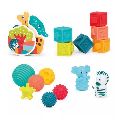 Coffret d'éveil Jungle (cubes, balles, aspergeurs et livre de bain) LUDIMOUSSE