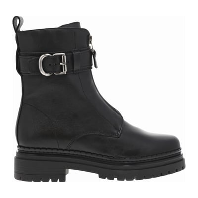 Bottines en cuir noires à talon décroché bas avec fermeture zippée MJUS