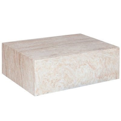 Table basse rectangulaire en fibre de verre effet marbre beige 90x60x30cm WADIGA