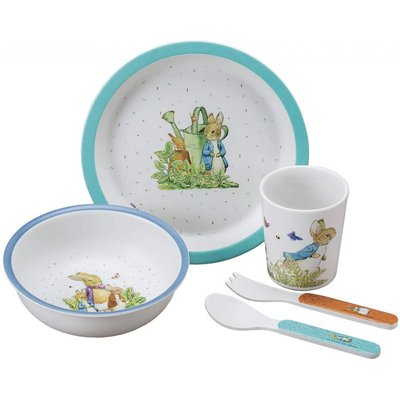 Coffret repas 5 pièces Pierre Lapin - Bleu PETIT JOUR