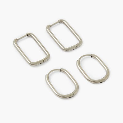 Set de 2 paires de créoles acier inoxydable argenté BALABOOSTE