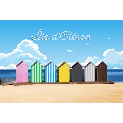 Tableau Sur Toile Illustration Cabanes Colorées CEANOTHE