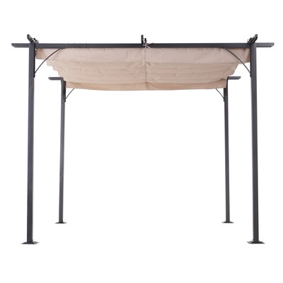 Pergola rétractable polyester beige métal époxy noir OUTSUNNY