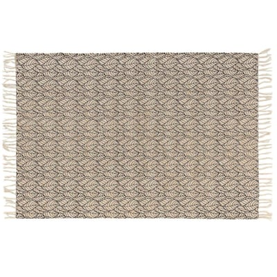 Tapis à Franges 120x170  Kalinda Noir Coton Jute DECORATIE
