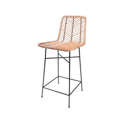 ATI - Chaise de bar en rotin et métal noir HYDILE