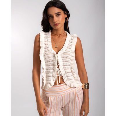 Gilet en coton brodé avec fermeture à liens THE-ARE