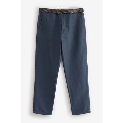 Pantalon chino en lin mélangé avec ceinture NEXT