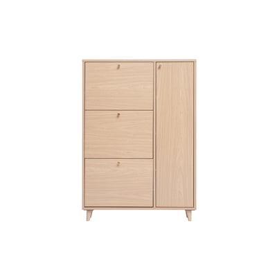 Meuble à chaussures finition bois clair chêne et métal doré L90 cm SILVESTRE MILIBOO
