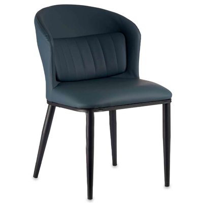 Fauteuil similicuir bleu avec coussin dos rond WADIGA