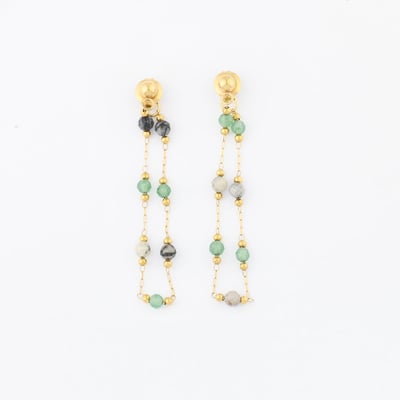 Boucles d'oreilles chaîne acier inoxydable et pierre BALABOOSTE