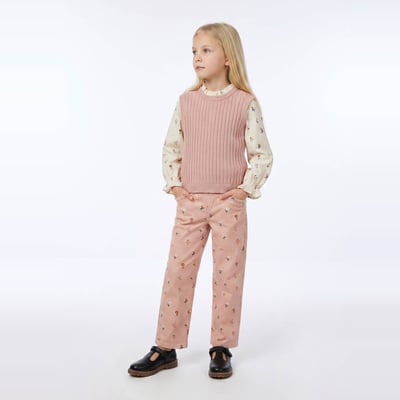 Pantalon en velours côtelé imprimé en coton MONOPRIX