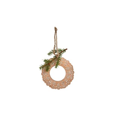Suspension de noël rond avec pin décorative en bois H20 SIA DECO