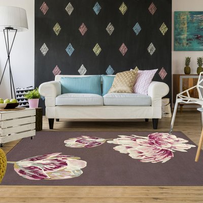 Tapis salon et chambre fait à la main en laine motif floral TRANKI UN AMOUR DE TAPIS