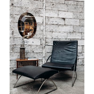 Fauteuil et son ottoman en cuir Jakob N°353 - Bon état DEBONGOUT