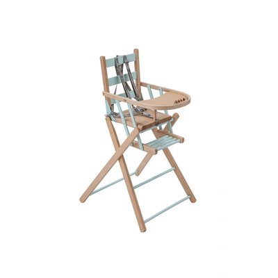 Pack Chaise haute pliante Sarah Hybride vert mint et sa tablette blanche amovible COMBELLE