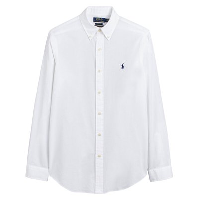 Embroidered Logo Seersucker Shirt in Cotton and Slim Fit POLO RALPH LAUREN