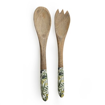Set of 2 Olives Serving Spoon & Fork in Mango Wood SO'HOME