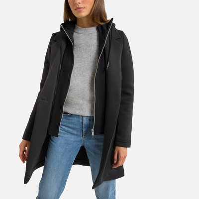 Manteau mi-long en néoprène capuche amovible IKKS