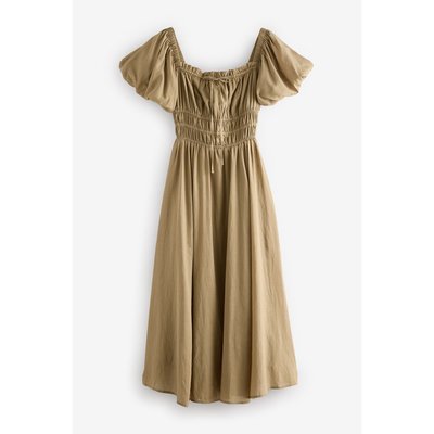 Robe mi-longue à manches bouffantes NEXT