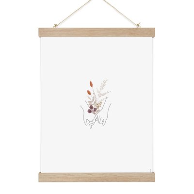 My dear I, Affiche avec porte-affiche en chêne 30cm x 40cm COTTON BIRD
