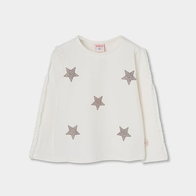 T-shirt fille en maille avec étoiles BOBOLI