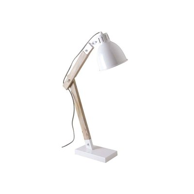 Lampe de bureau en métal blanc et bois AUBRY GASPARD
