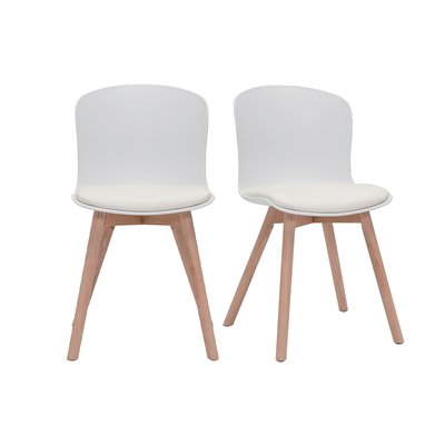 Chaises blanches et bois clair massif (lot de 2) ARISTA MILIBOO