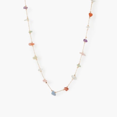 Collier en pierres  naturelles d'Aventurine, amethyste et agate rouge BALABOOSTE