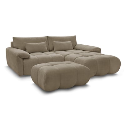 Canapé d'angle fixe 4 places en tissu texturé, IVANE BOBOCHIC