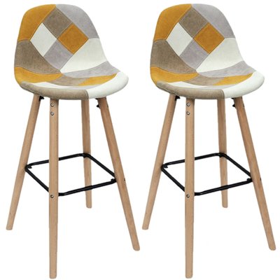 Lot de 2 Tabourets de bar Patchwork TOILINUX