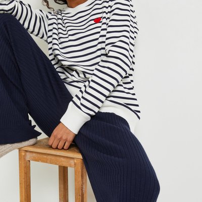 Sweat marinière avec broderie coeur en molleton, certifié OEKO-TEX MONOPRIX LINGERIE