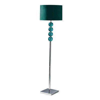 Chrome Floor Lamp with Crystal Orb Detail and Faux Suede Shade SO'HOME