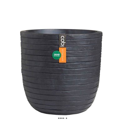 Pot Smooth en plastique eggpot effet rayé H 34 cm x D 35 cm anthracite ARTIFICIELLES