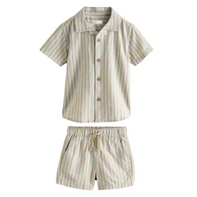 Chemise rayé capuche et short en lin ensemble NEXT