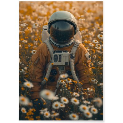 Affiche Astronaute dans un Champ de Fleurs L'AFFICHERIE