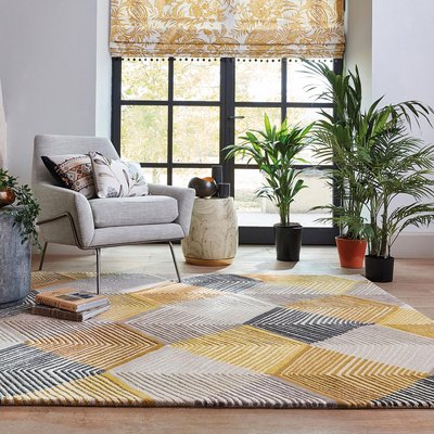 Tapis salon et chambre fait à la main en laine motif géométrique UN AMOUR DE TAPIS