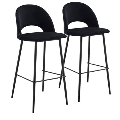 Lot de 2 chaises hautes en acier et velours, LOU OVIALA